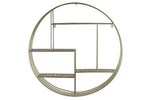 Benzara Round Metal Wall Organizer With Four Shelves, Champagne Silver