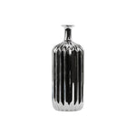 Benzara Ceramic Bottle Vase With Corrugated Belly, Silver