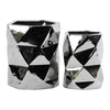 Benzara Hexagonal Ceramic Vase With Geometric Pattern, Set Of 2, Silver