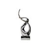Benzara Swirl Abstract Ceramic Sculpture Mounted On Base, Large, Silver
