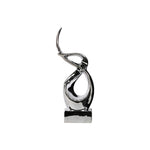 Benzara Swirl Abstract Ceramic Sculpture Mounted On Base, Large, Silver