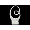 Benzara Abstract Ceramic Sculpture With Marbleized Streaks On Base, White