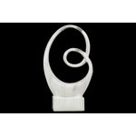 Benzara Abstract Ceramic Sculpture With Marbleized Streaks On Base, White