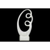 Benzara Abstract Ceramic Sculpture With Marbleized Streaks Design On Base, White