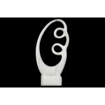 Benzara Abstract Ceramic Sculpture With Marbleized Streaks Design On Base, White