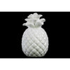 Benzara Designer Embossed Lattice Pineapple Figurine In Ceramic, Glossy White