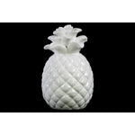 Benzara Designer Embossed Lattice Pineapple Figurine In Ceramic, Glossy White