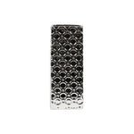 Benzara Rectangular Porcelain Vase In Octagonal Pattern, Large, Silver