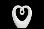 Benzara Heart Shape Abstract Sculpture In Ceramic, Small, Glossy White