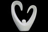 Benzara Open Heart Abstract Sculpture With Round Figurine In Center, Large, White