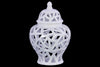 Benzara Ceramic Urn Vase With Triangular Cutout Design, Large, White