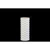 Benzara Cylindrical Ceramic Vase With Horizontally Embossed Wavy Pattern, Small, White