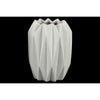 Benzara Geometric Patterned Ceramic Vase With Uneven Lip, Tall, Matte White