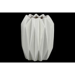 Benzara Geometric Patterned Ceramic Vase With Uneven Lip, Tall, Matte White