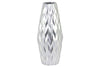 Benzara Embossed Wave Design Ceramic Vase With Round Lip, Large, Silver