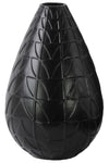 Benzara Round Ceramic Vase With Embossed Triangle Design, Matte Black
