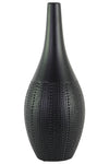 Benzara Round Ceramic Bellied Vase With Elongated Neck, Large, Matte Black