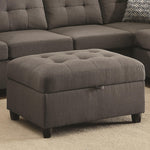Benzara Tufted Linen Upholstred Wooden Ottoman With Storage, Gray