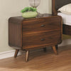 Benzara Wooden Nightstand with 2 Drawers, Dark Walnut Brown