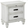 Benzara Wooden Nightstand with 2 Drawers & 1 Pull Out Tray, White