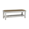 Benzara Wooden Bench with Slatted Shelf, White