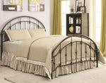 Benzara Metallic Full Size Bed with Double Arched Headboard & Footboard, Dark Bronze