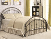 Benzara Metallic Twin Size Bed with Double Arched Headboard & Footboard, Dark Bronze