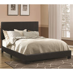 Benzara Leather Upholstered Full Size Platform Bed, Black