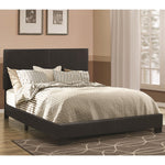 Benzara Leather Upholstered Twin Size Platform Bed, Black