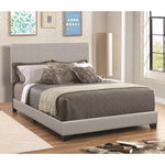 Benzara Leather Upholstered Full Size Platform Bed, Gray