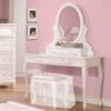 Benzara Wooden Vanity Desk with Carved Detailing, White