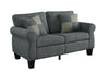 Benzara Linen Fabric Upholstered Love Seat With Wooden Legs, Gray and Black