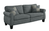 Benzara Transitional Linen Like Fabric Movable Sofa With Pillows, Dark Gray