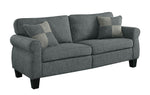 Benzara Transitional Linen Like Fabric Movable Sofa With Pillows, Dark Gray