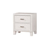 Benzara 2 Drawer Contemporary Wooden Nightstand with Metal Bar Handles, White