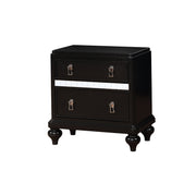 Benzara Contemporary Solid Wood Night Stand With Mirror Trim, Black