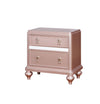 Benzara 2 Drawer Wooden Nightstand With Mirror Trim, Rose Gold