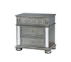 Benzara Traditional Solid Wood Night Stand With Floral Carvings Accent, Silver