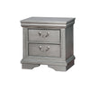 Benzara 2 Drawer Wooden Nightstand with Beaded Details, Silver