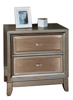 Benzara Contemporary Solid Wood Night Stand With Drawers, Silver