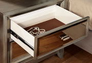 Benzara Contemporary Solid Wood Night Stand With Drawers, Silver