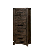 Benzara 5 Drawer Wooden Swivel Chest with Bar Handles, Rustic Brown
