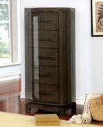 Benzara 5 Drawer Wooden Swivel Chest with Bar Handles, Rustic Brown