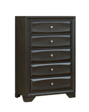 Benzara Transitional Solid Wood Chest With Silver Tone Knob Drawers, Antique Gray