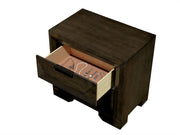 Benzara Contemporary Wood Night Stand With Felt Lined Top Drawers, Espresso Brown