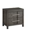 Benzara Transitional Solid Wood Night Stand With Two Drawers, Gray