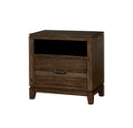Benzara Transitional Solid Wood Night Stand With Tapered Legs, Walnut Brown