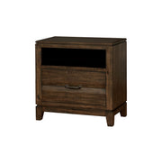 Benzara Transitional Solid Wood Night Stand With Tapered Legs, Walnut Brown