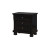 Benzara Transitional Solid Wood Night Stand With Three Drawers, Black