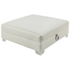 Benzara Contemporary Faux Leather & Metal Ottoman With Doorknocker Handles, Silver